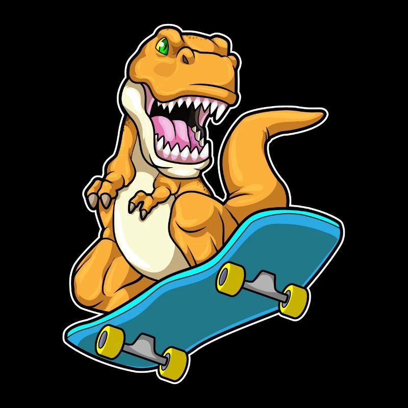 Dinosaur as a skater with a skateboard