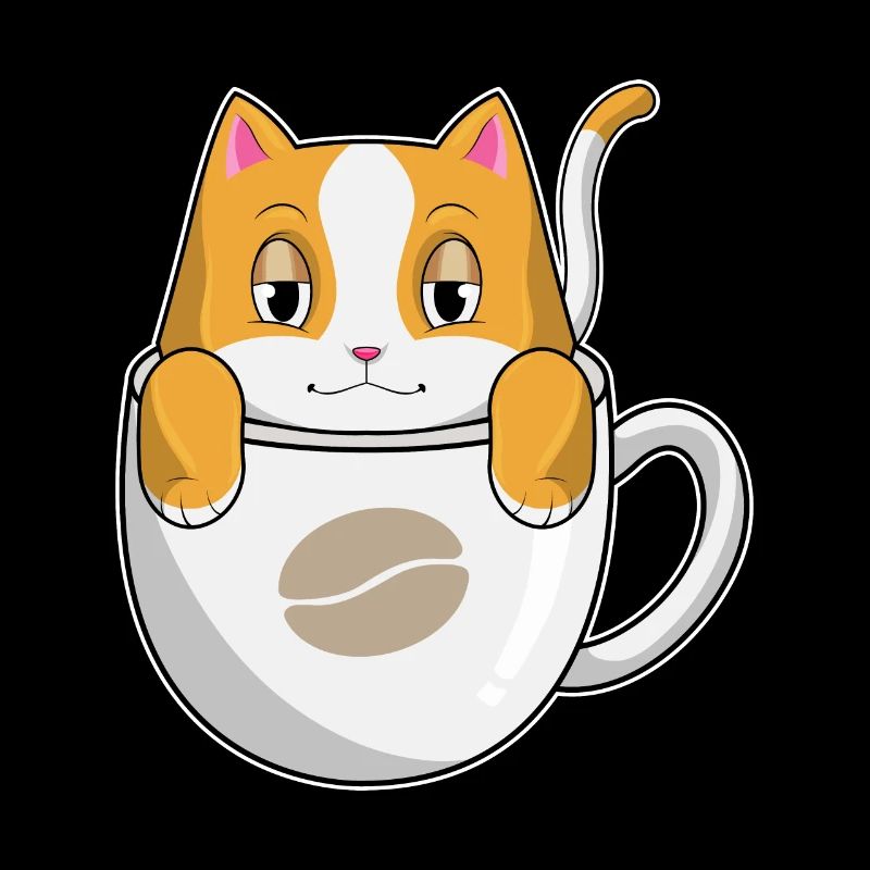 Chat avec tasse de café