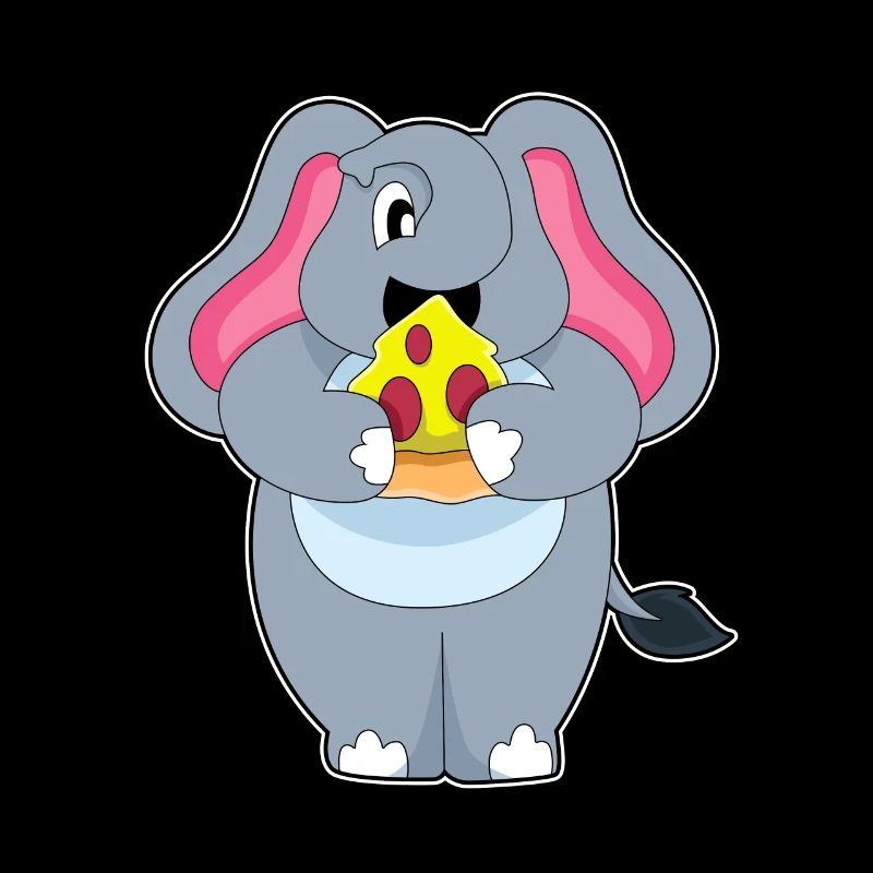 Éléphant avec pizza