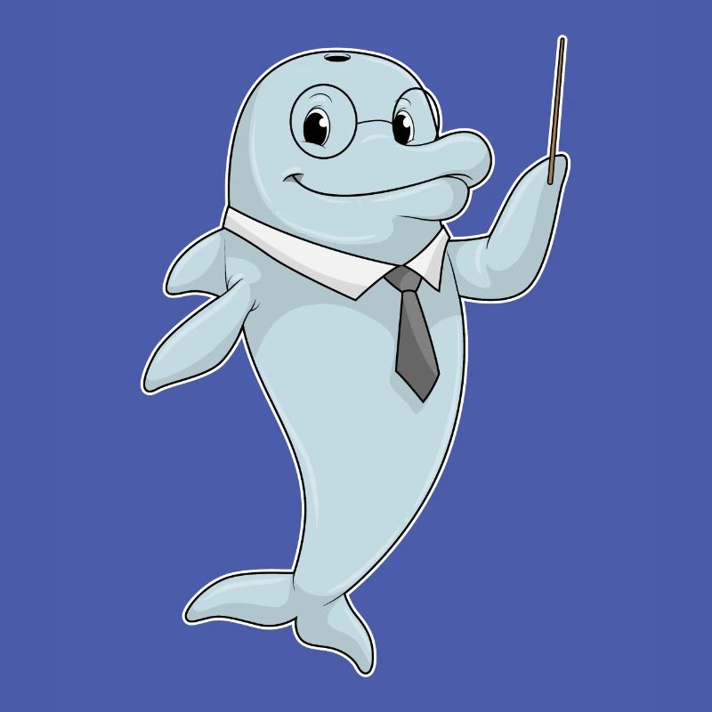 Delfin als Lehrer mit Pointer