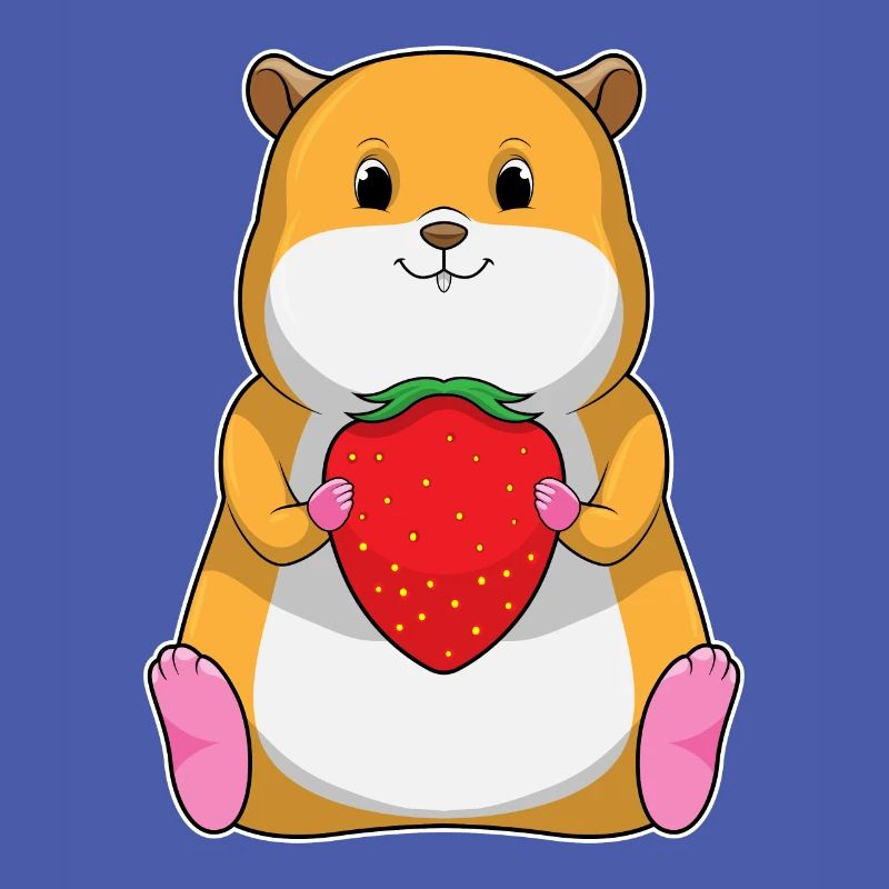Hamster mit Erdbeere