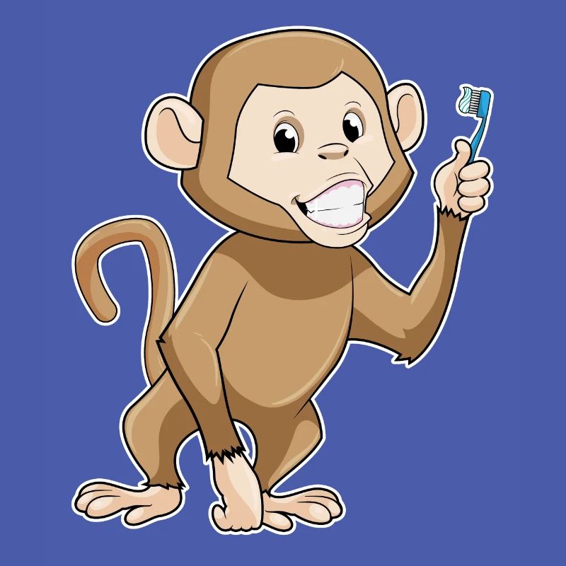Monkey with toothbrush