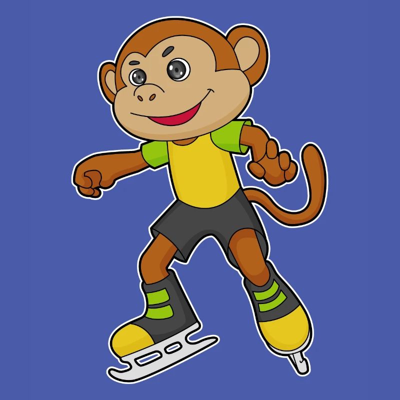 Affe beim Eislaufen mit Schlittschuhe
