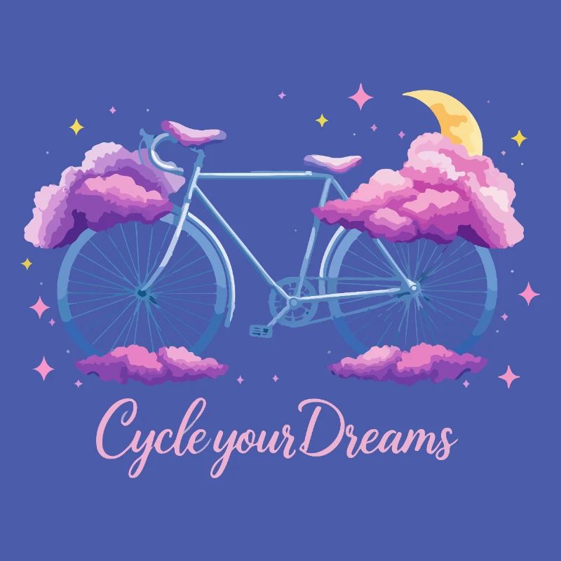 “Cycle Your Dreams” Cloud Bicycle Design with Moon