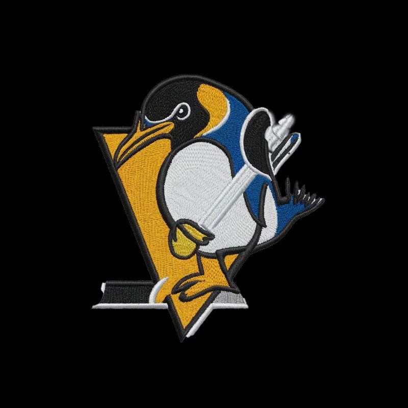 Penguin embroidered with thread