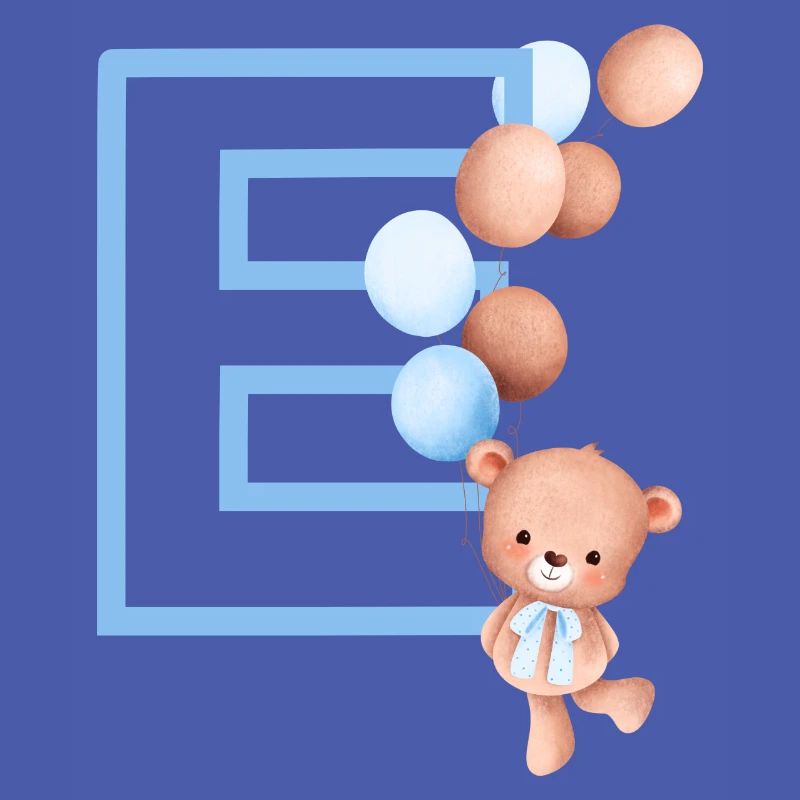 Blauer Buchstabe E Bär