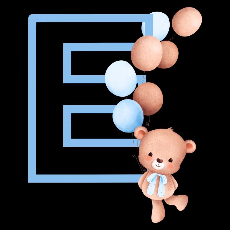Lettre e bleue ours