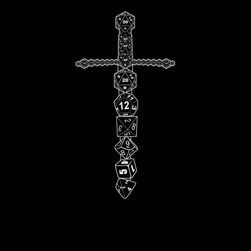RPG D20 Cube Dice Dice Magic Sword Black