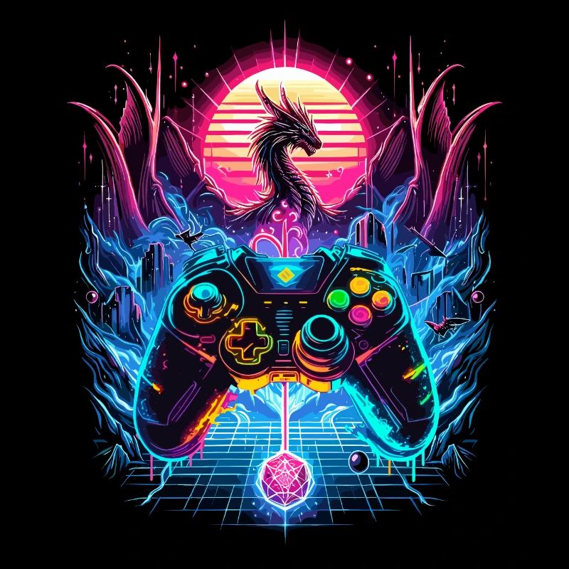 Synthwave Dragon Gaming Fantasy
