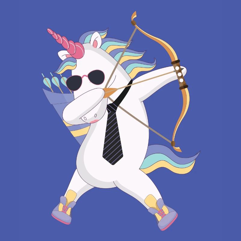 Tamponner la licorne avec un cadeau arc et flèche