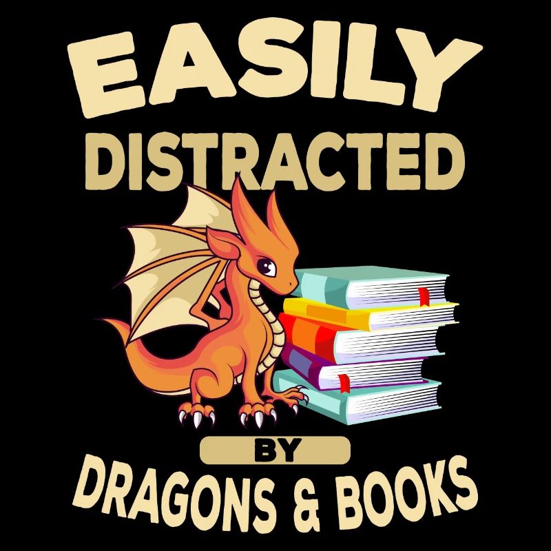 Easily Distracted By Dragons and Books Geschenk