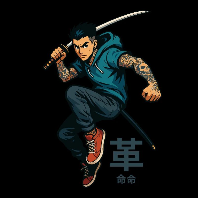 Cooler Samurai mit Katana