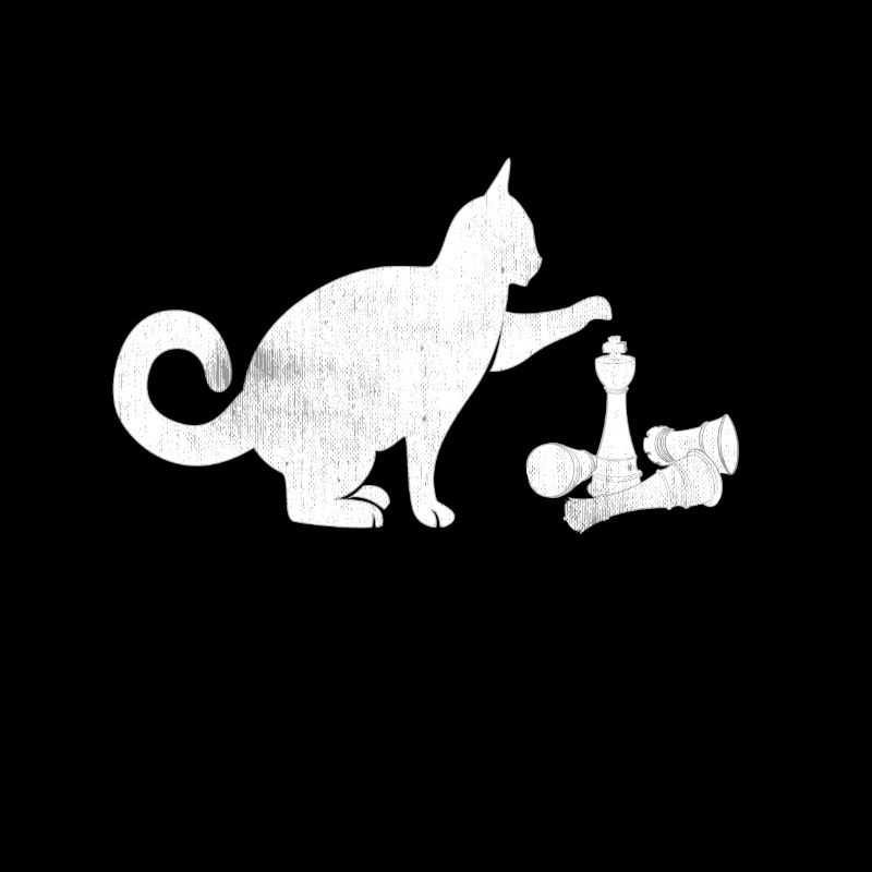 Chat d'échecs joue avec des pièces d'échecs