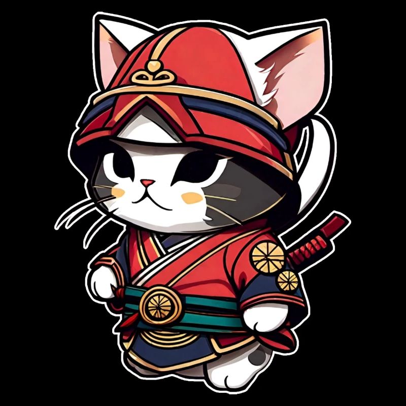 Chat samouraï mignon