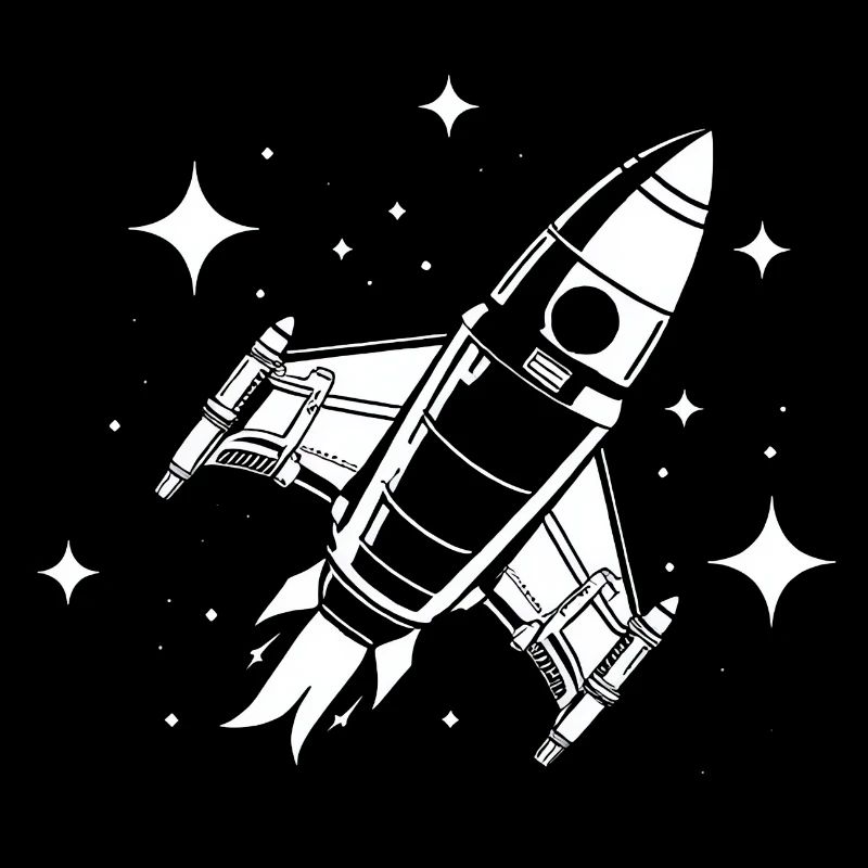 Fusée spatiale dans les étoiles