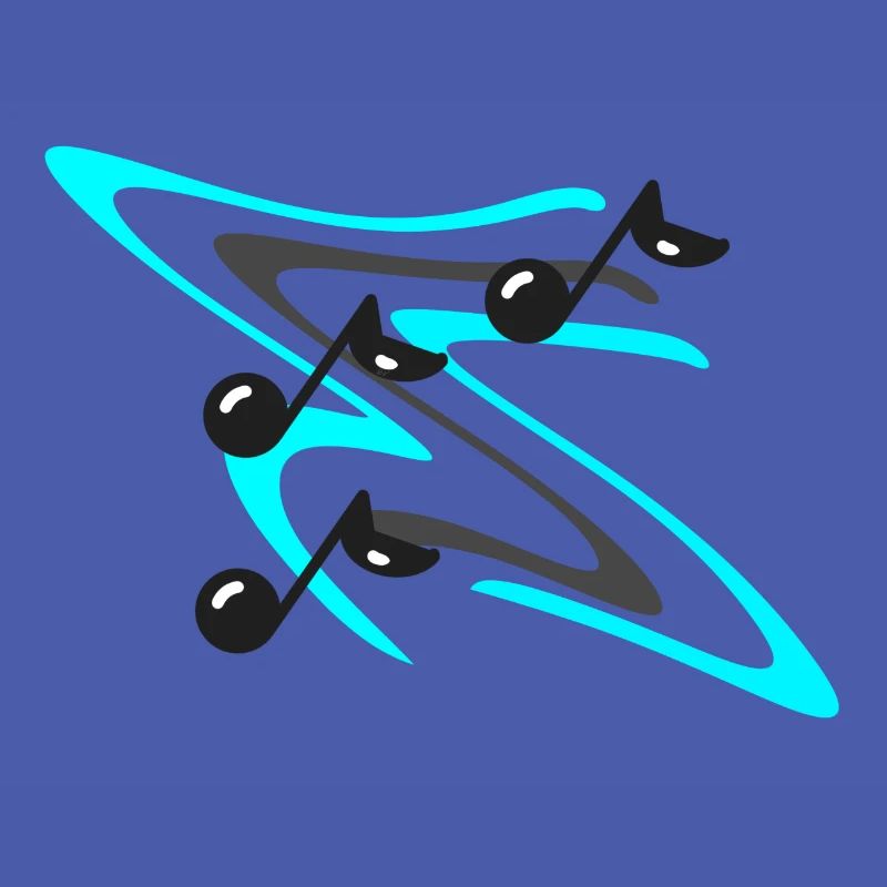 Musical notes on colored background