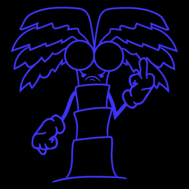 Funny Evil Palm Tree Showing Angry Middle Finger Comic
