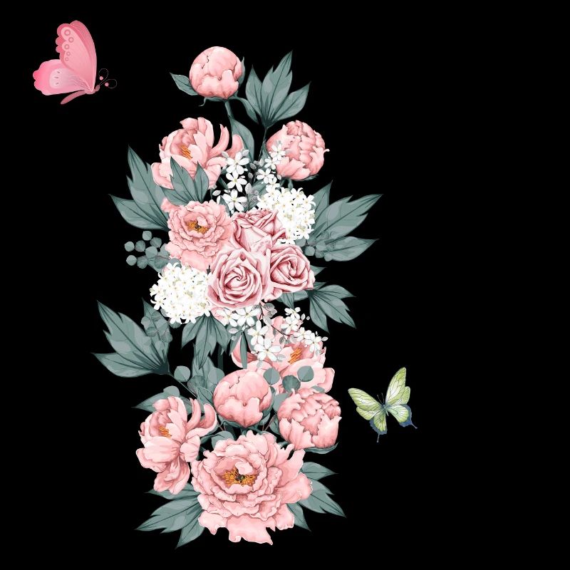 Lettre e fleurs rose