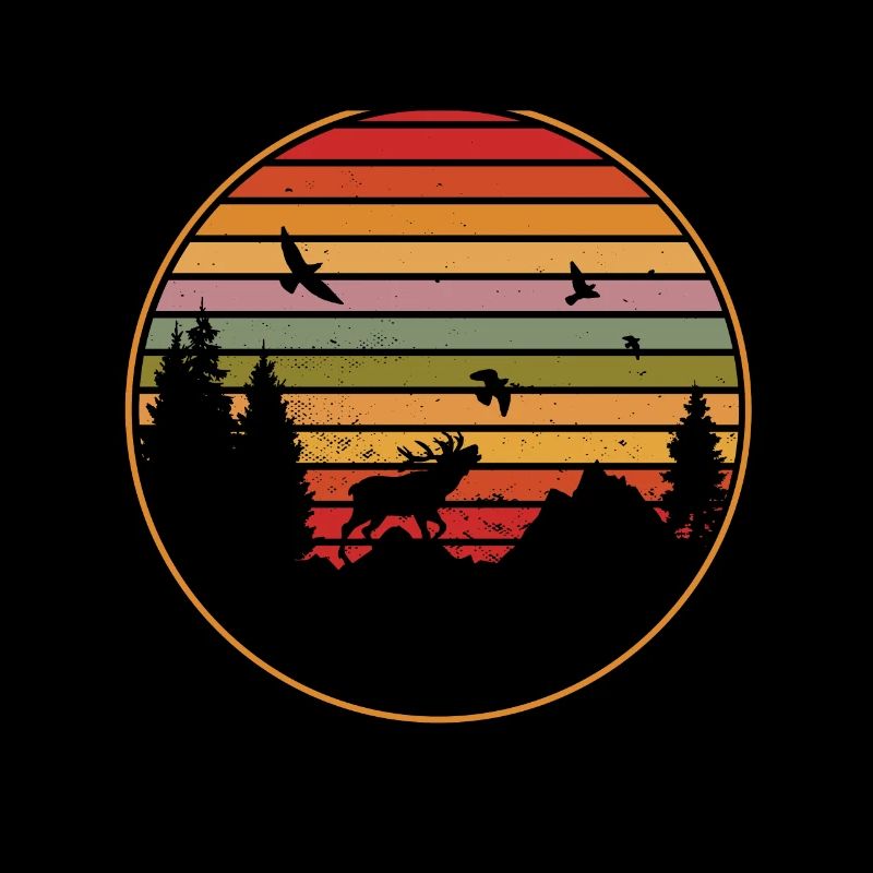 Moose Vintage Sunset Scandinavian Moose