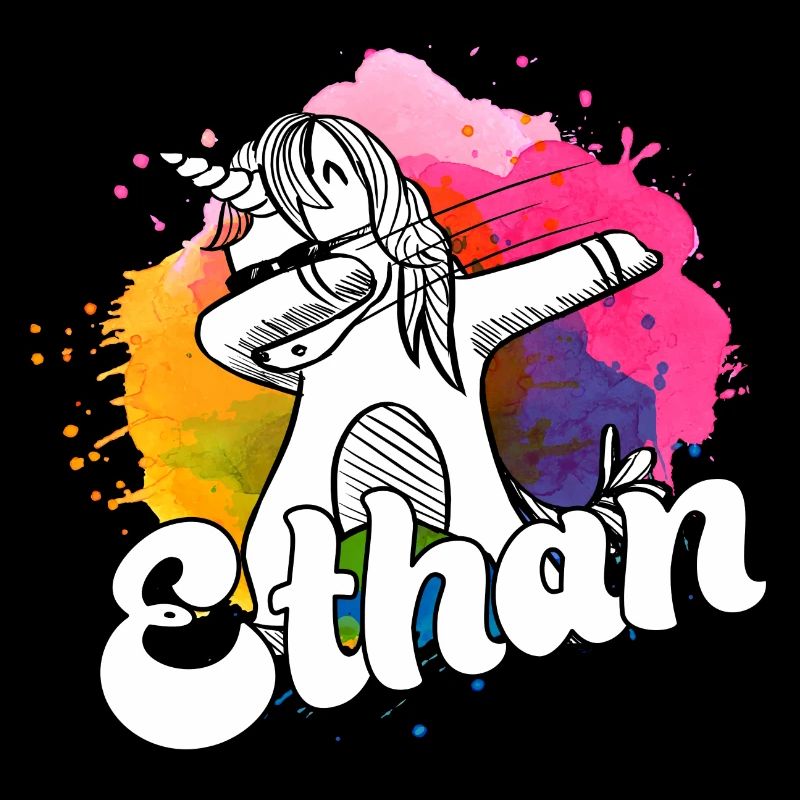 ETHAN - Beau nom de garçon avec une licorne cool