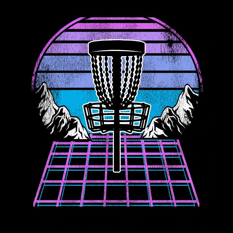 Disc Golf Synthwave 90s Vintage Retrowave Sunset