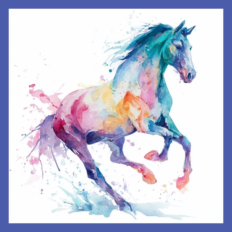 Regenbogen-Aquarellpferd