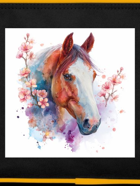 Aquarelle Cheval et Fleurs