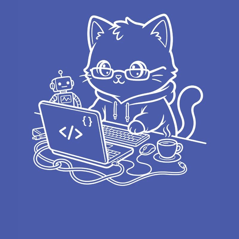 Coder Kawaii Cat Programmer