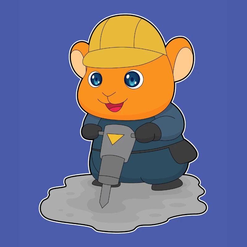 Hamster Construction Worker Jackhammer Construction Site