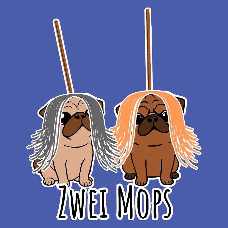 Zwei Mops - Hunde oder Putzgeräte? Hunde Humor?