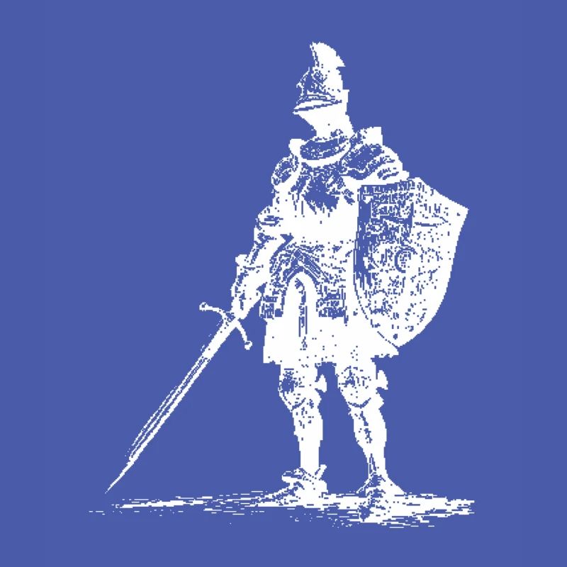 Silhouette de chevalier avec épée et bouclier