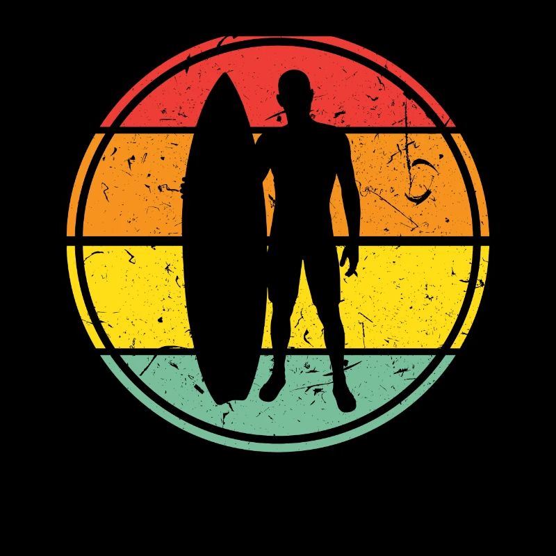 Silhouette de surfeur rétro