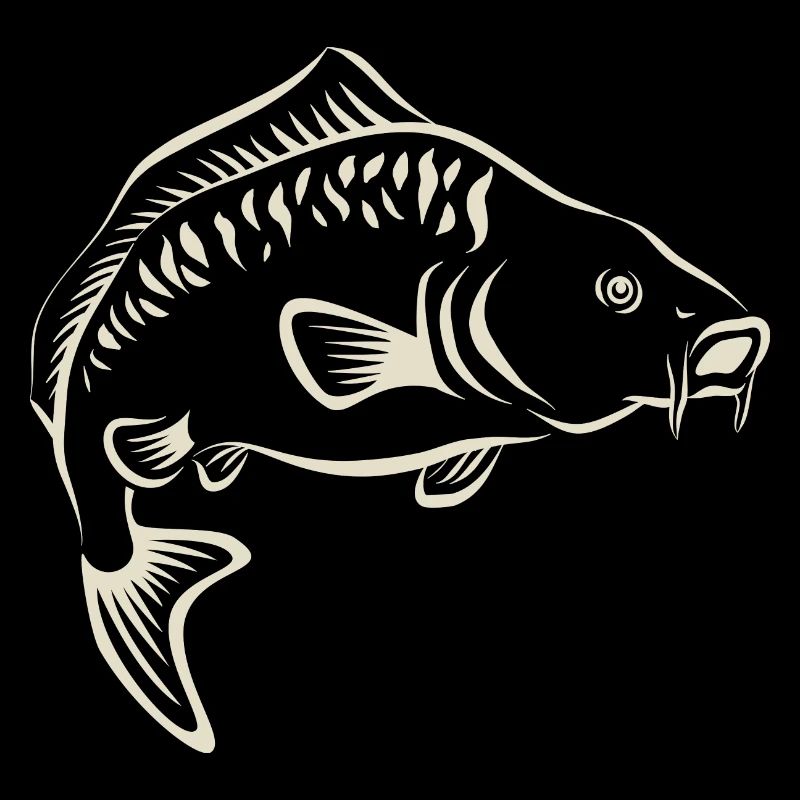 Pêcheur - pêche - carpe - dessiné à la main