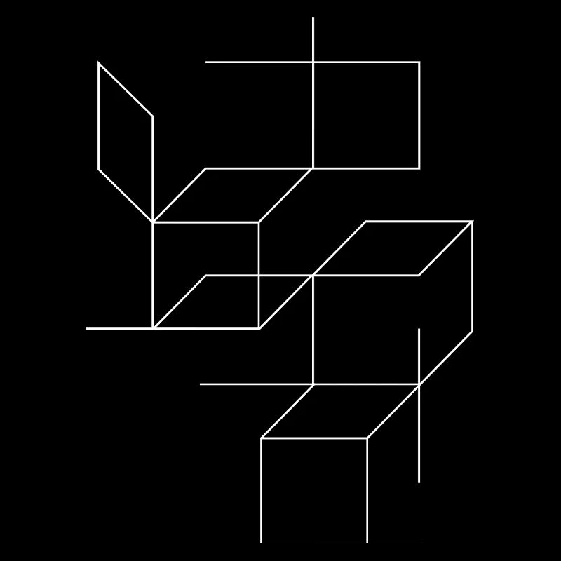 Geometric Cube Line Art