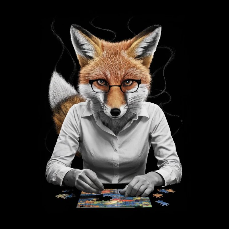 Fuchs spielt Puzzle Geschenk