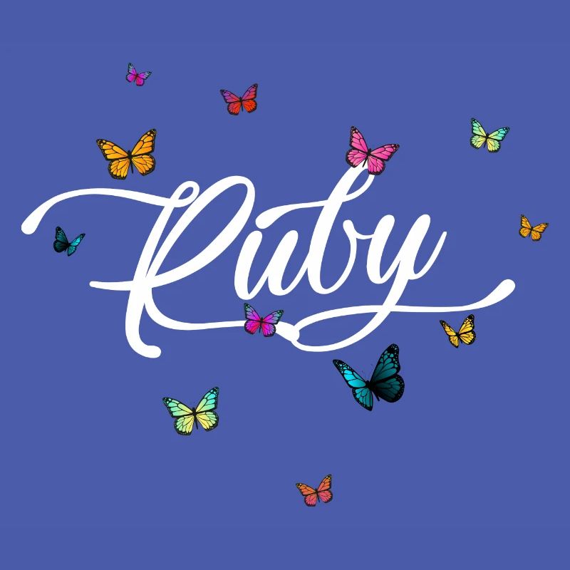 RUBY - Mädchen Name mit bunten Schmetterlingen