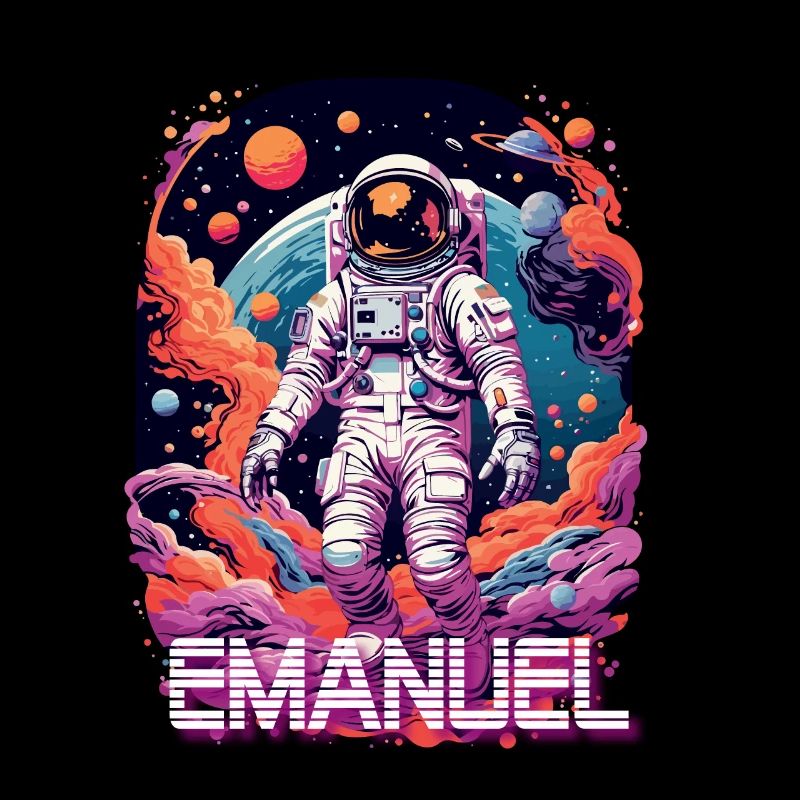 EMANUEL - Beautiful boy name with cool astronaut