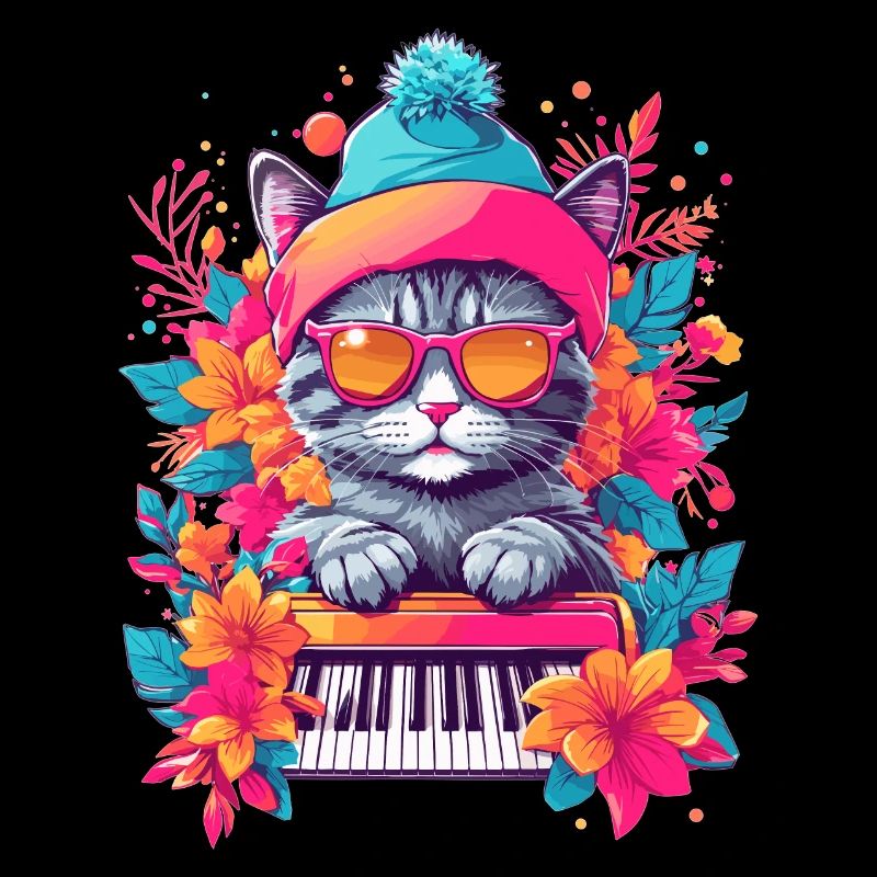 Chat mignon avec piano