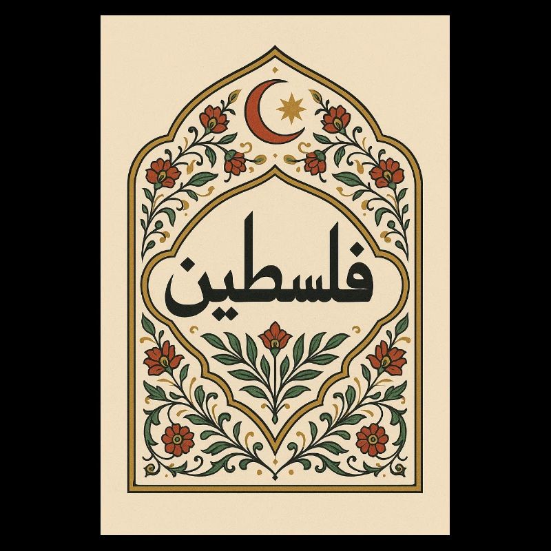 Palestinian Calligraphy with Floral Pattern