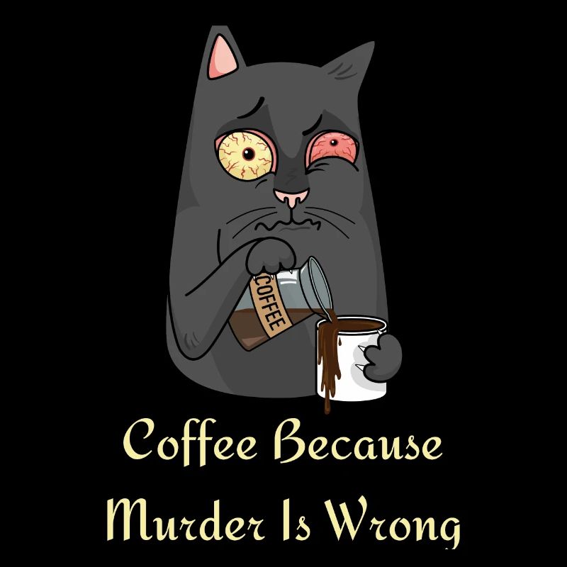 Kaffee Tshirt- lustige Kaffee Sprüche mit Katze