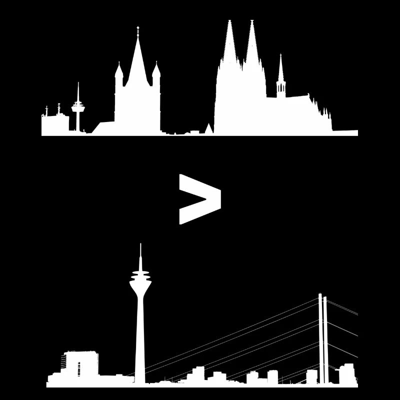 Cologne> Düsseldorf est plus grande que Silhouette Kölner
