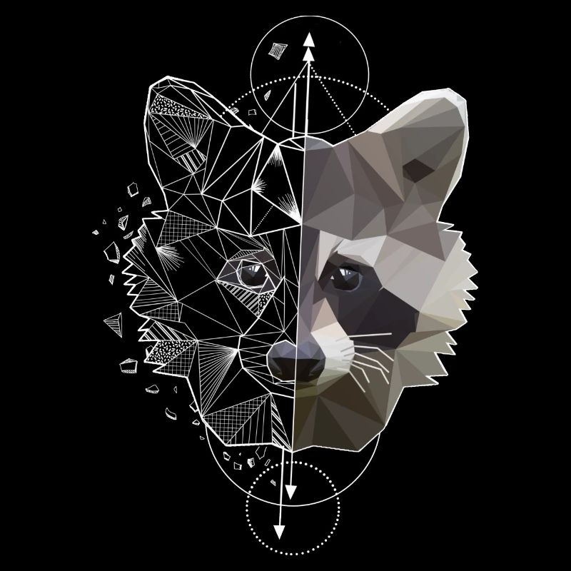 Low Poly Art Waschbär Racoon Cooles Polygon Tattoo