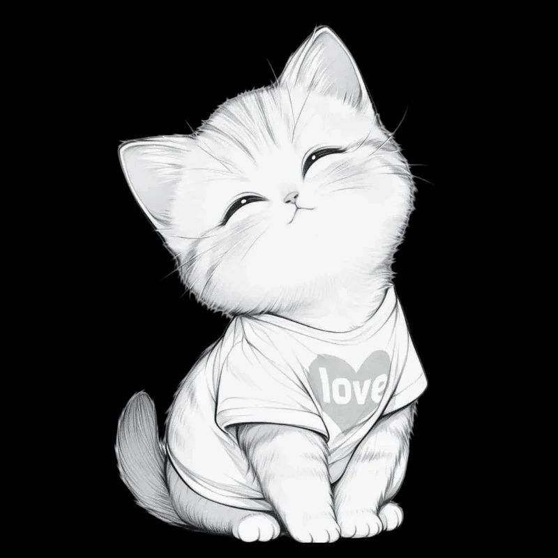 Kuschelige Katze im Herzen Liebe