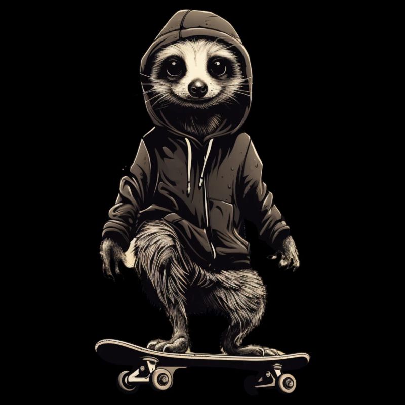 Cooles Erdmännchen auf Skateboard