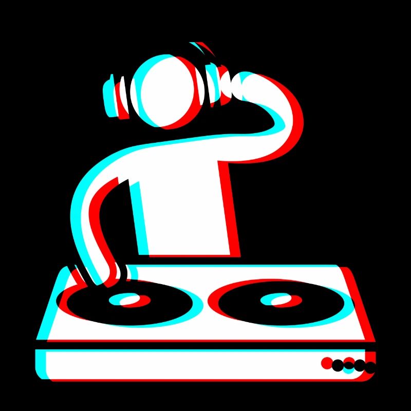 Techno Dj 3d Electro Red Blue tik tok edm blanc