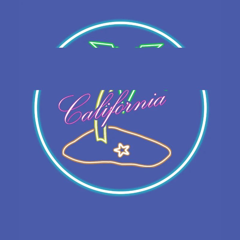 California Palm Tree Bright Neon Glowing Effect