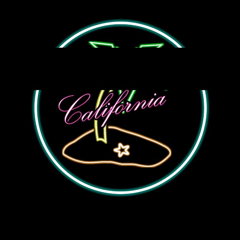 California Palm Tree Bright Neon Glowing Effect