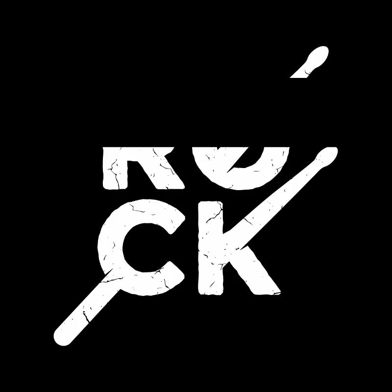 Rock text with drumsticks