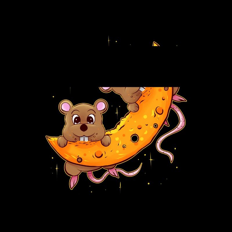 Mouse on cheese moon. Gift for cheese addict