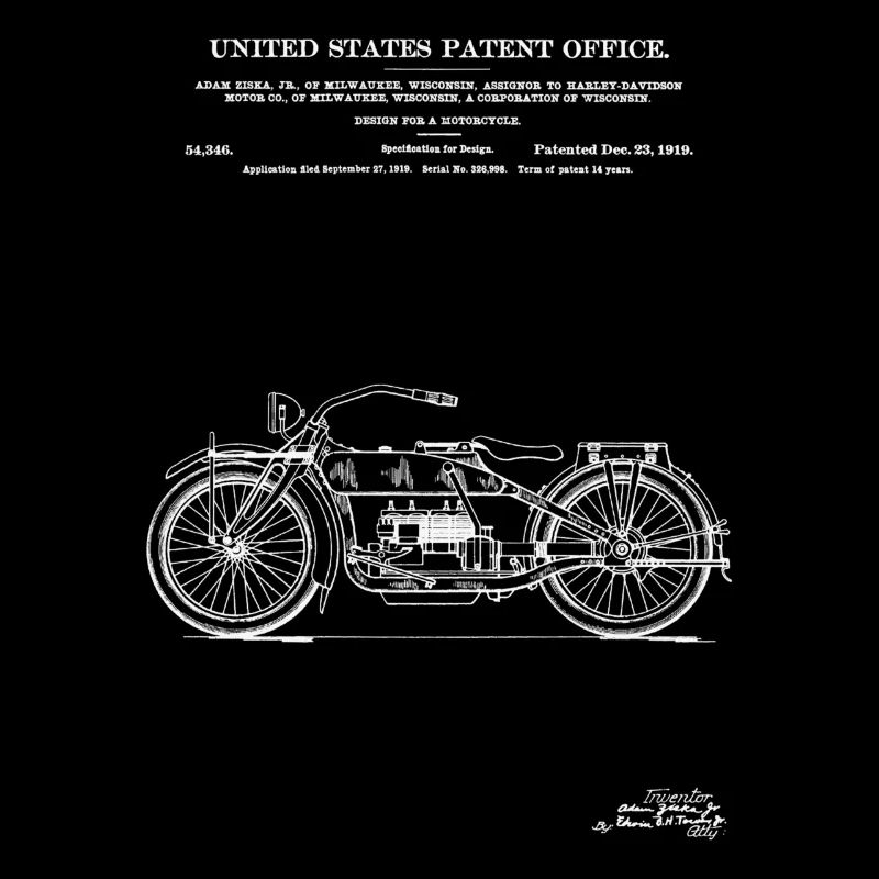 Engine Construction 1920 Patent Print Shirt, Harle